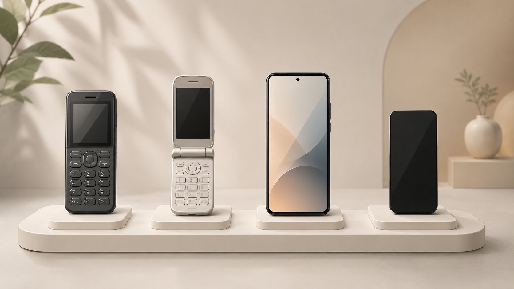 Diferentes tipos de teléfonos para ciegos y personas con baja visión: teclas grandes, tapa, smartphone y teléfono por voz